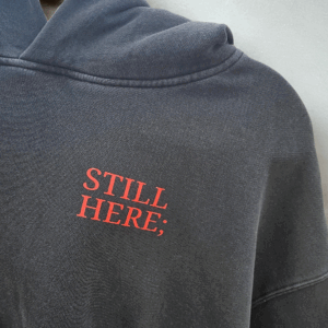 Heavy Faded Black Hoodie – Signal Red