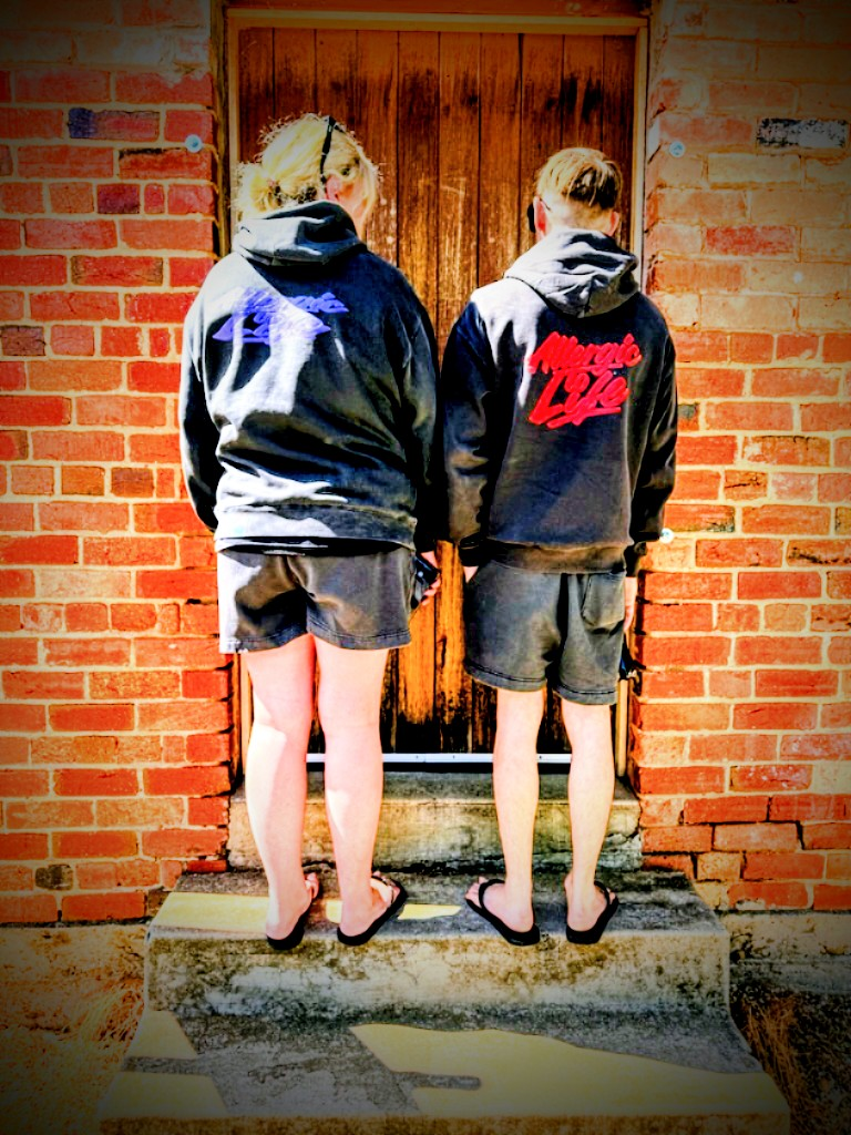 Heavy Faded Black Hoodie – Signal Red - Image 5